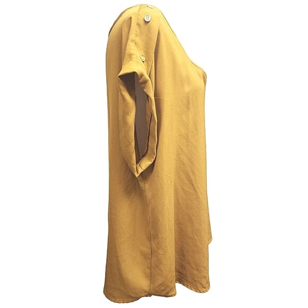 Speed Limit MPH Blouse Cuffef Cap Sleeves V-Neck 1/4 Zipper Dark Gold/Brown 2X - Picture 2 of 7